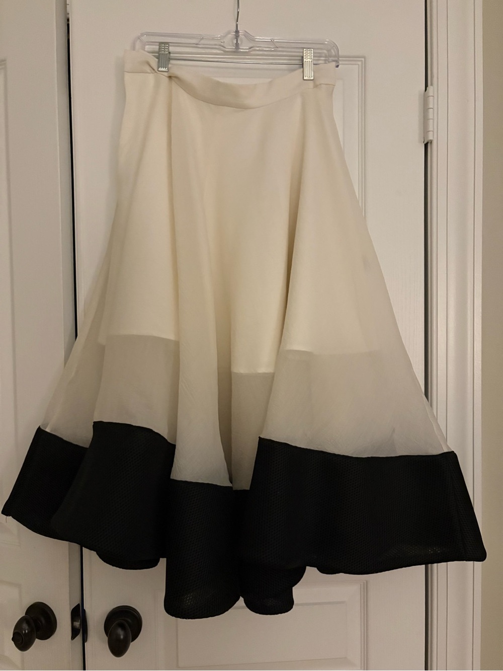 Like New Chicwish Elegant Two-Tone Ivory and Black A-Line Skirt